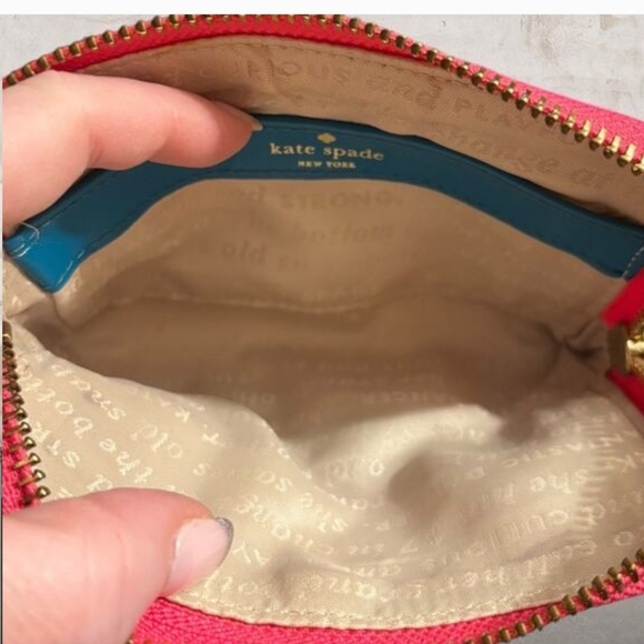 Kate Spade Storybook Lining -Hot Pink Leather Wristlet Clutch W/ & Gift Box - Picture 3 of 10